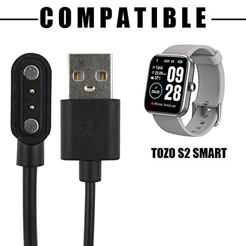 Bpopo 2 Pack 3.3Ft Charging Cable Compatible With Tozo S2 Smart Watch,High Speed Magnetic Replacement Usb Charger Cord Fits For Tozo S2 Smartwatch #TOP2