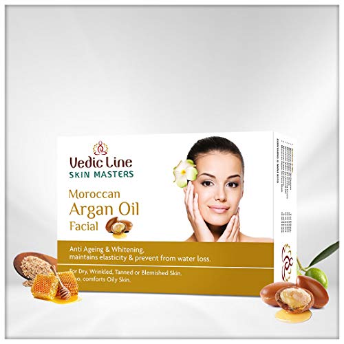 Image of Vedicline Skin Masters Moroccan Argan Oil Facial Kit, Wrinkles, Fine Lines & Dark Spots With Argan Oil, Sesame & Almond oil for Radiant Glow, Pack of 6, 312 ml