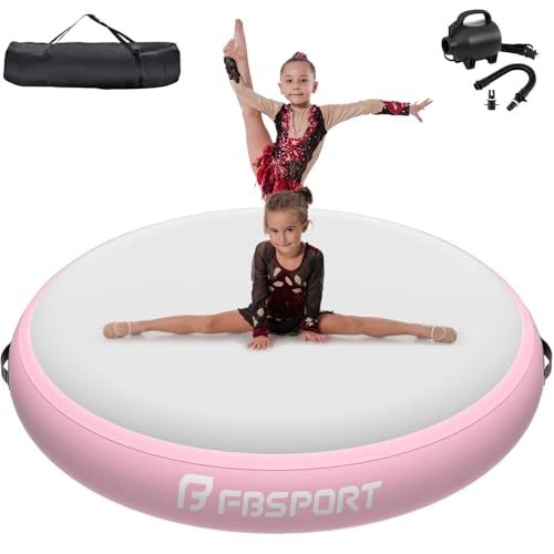 FBSPORT Airspot, 20CM Höhe Airtrack Matte, Durchmesser 100CM Aufblasbare Tumbling Matte, Trainingsmatte mit Pumpe, Aufblasbare Gymnastikmatte, Turnmatte