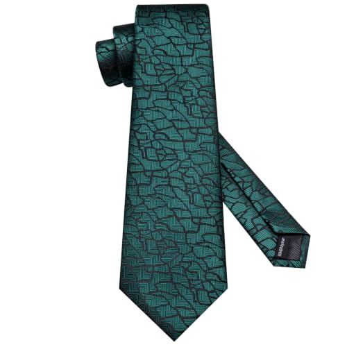 Image of Hi-Tie Men Silk Ties Set with Flower Lapel Pin Necktie Pocket Square Cufflinks for Tuxedo Wedding Business
