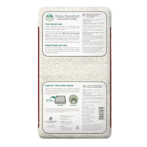 Image of Oxbow Pure Comfort Small Animal Bedding, Odor & Moisture Absorbent Litter for Bunny Litter Box, Low Dust Bedding for Guinea Pig Cage, White Paper, 36 Liter Bag