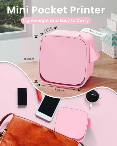 Phomemo Label Maker Machine M960,Bluetooth Portable Label Printer,Handheld Sticker Printer,Inkless Label Makers with Label Tapes for Home Office Kitchen Organization,iOS & Android(Pink)