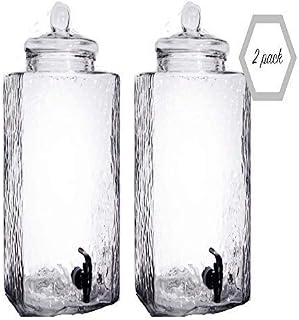 Glass Beverage Dispensers with Spigot for Baby showers, Weddings, Party, Cafes, Restaurants, Hotels