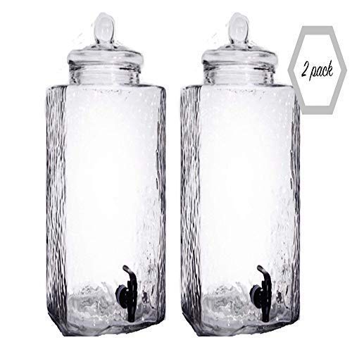 Glass Beverage Dispensers with Spigot for Baby showers, Weddings, Party, Cafes, Restaurants, Hotels