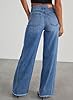 Sidefeel Women's Wide Leg Jeans High Waisted Stretchy Raw Hem Denim Pants Size 8 Blue #1