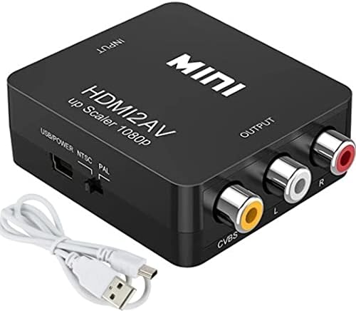 HDMI to RCA, 1080P HDMI to AV Converter, HDMI to 3RCA CVBS Composite Video Audio Adapter for HDTV, PC, Laptop, Xbox, Stick, Roku, Google