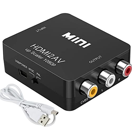 HDMI to RCA 1080P AV Converter, 3 RCA CVBS Composite Video Audio Adapter for HDTV, PC, Laptop, Xbox, Stick, Roku, Google