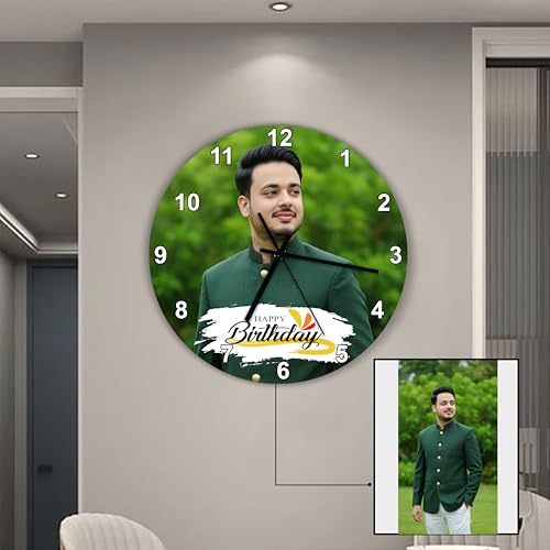 Image of Personalized Photo Wall Clock - Custom Photo Printed Wall Clock for Birthday, Couple, Family, Kids | Customized Birthday Gift for Him, Her | Home Bedroom Decor Clock Room /Kitchen /Office (8x8 Inch)