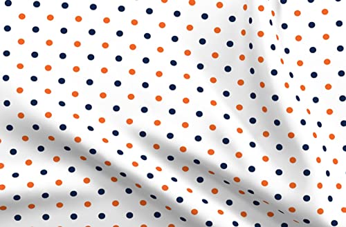 Spoonflower Fabric - Navy Orange Team Color White Dot Polka Scissors Colors Football Printed on Petal Signature Cotton Fabric Fat Quarter - Sewing Quilting Apparel Crafts Decor