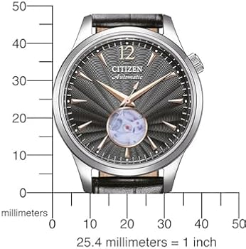 CITIZEN Erkek Analog Otomatik Saat Deri Kayışlı NH9131-14E, Siyah