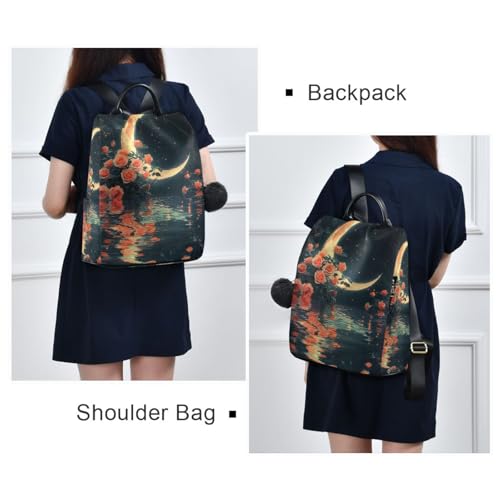 Mochila moderna para mujer Ethereal Crescent Moon con bolsillo antirrobo 7