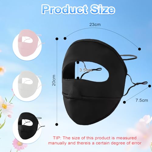 Image of TecoKart 3Pcs Full Face Mask UPF 50+ with Adjustable Ear Loops | Breathable & Reusable Face Cover for Women Cycling, Outdoor Activities