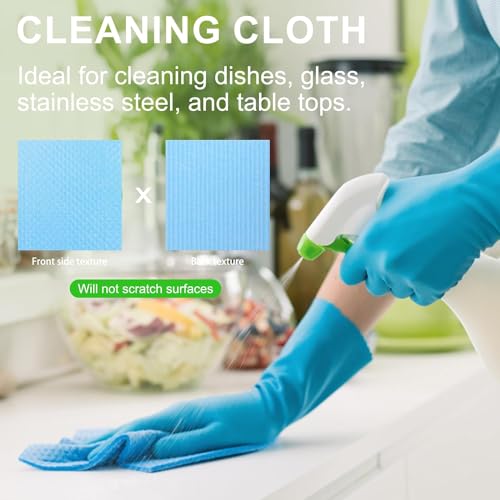 Image of RECLUSE Reusable Kitchen Cleaning Cellulose Sponge Cloths Absorbent Wipes Clean Kitchen Car Dish Eco-Friendly Dishcloth Hand Towel Auto, Assorted Colours, No-Odor Dish Rag for Home (Pack - 3)