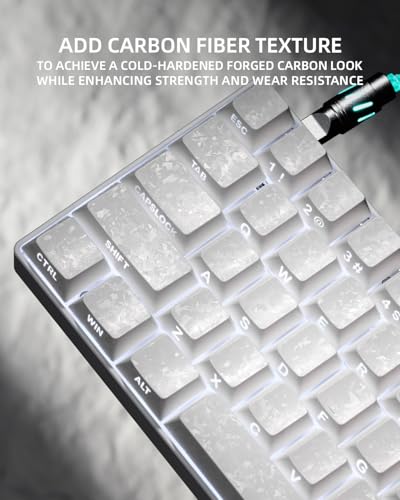 Image of XVX White Shine Through Keyboard Keycaps, Forged Carbon Texture Cherry Profile Keycap Set, Side Printed Keycaps Compatibility with ANSI Layout MX Switches Mechanical Keyboard