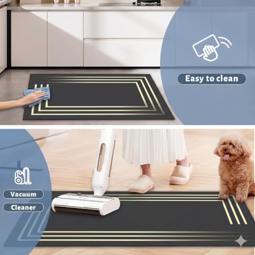 Image of Kitchen Anti Slip Mat for Floor, Waterproof Washable Kitchen Mats, Non Slip Kitchen Floor Mats for Home, Soft Mats for Kitchen, Kitchen Mats for Floor Anti Slip (3 LINE MAT)