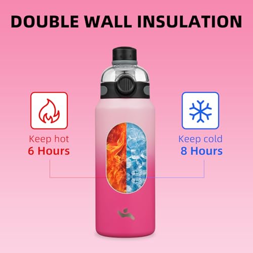 Image of Konokyo 32 oz Insulated Stainless Steel Water Bottle with Straw Lid