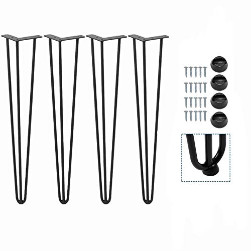 Patas de horquilla para mesa (4 unidades, 3 varillas), color negro