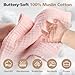 MUKIN Baby Washcloths,Muslin Burp Cloths Towels for Newborns,Absorbent Cotton Bath Face Towel ，5 Pack, 12x12 Inches (Rosy Embrace)