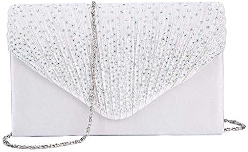 Iuhtrb – Pochette De Soirée Femme Rose à Motif Floral Et Strass – Poignée Supérieure + Chaîne Amovible – 20x12 Cm – Pour Mariage, événement Formel