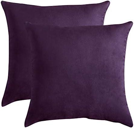 Woaboy Velvet Cushion Covers 45x45 cm Decorative Throw Pillowcases Soft Modern Square Durable For Sofa Garden Living Room Balcony Car Balcony 18x18 inch 2 Pieces Purple