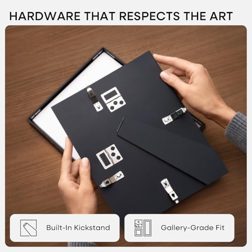 Image of Homeforia 8x10 Black Picture Frame, High-End Metal, 5x7 Mat, Glass | High End Aluminum, Tempered Glass, Acid-Free 5x7 Removable Mat, 8x10 in Edge-to-Edge Display 10x8, Wall Kit, Set Of 1
