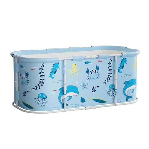 Vasca da bagno pieghevole portatile per adulti, resistente e autoportante con robusto telaio in plastica, vasca idromassaggio