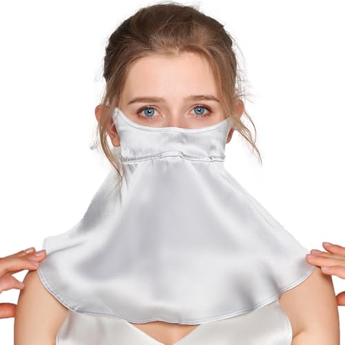 UPF 50+ Pure Silk Face Cover UV Protection Sunscreen Sun Protection Face Mask Reusable Sport Face Scarf Mask for Women