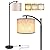 Rottogoon Floor Lamp for Living Room, LED Standing Lamp with 2 Lamp Shades Tall Industrial Arc Floor Lamp Reading for Bedroom, Office, Study Room (9W LED Bulb, Beige & Gray Shades Included)