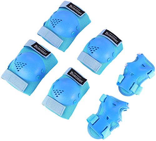BOSONER Kids/Youth Knee Pads Elbow Pads Wrist Guards Set for 3-15 Years, Child Protective Gear Set for Multi-Sports Outdoor, Roller Skates, Cycling, BMX Bike, Skateboard, Inline Skating, Scooter