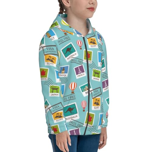 World Travel1 Kid Hoodies Boys Zip Up Sweatshirts Girls Pullover with Pocket4