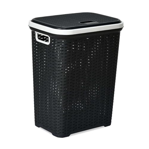 Image of Nilkamal Aqua Elegance Laundry Basket 50 Litre with Lid | 3-Year Warranty | Robust with In-Built Handles | For Cloth, Blankets, & Laundry Storage | Ideal for Home, Livingroom Bedroom & Bathroom.