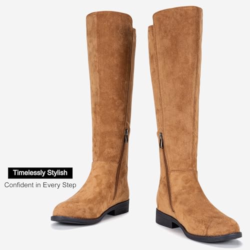 Vepose Women's 9662 Knee High Boots, Casual Tall Riding Boots Low Flat Heel, Wide Calf and Inner Zipper.4