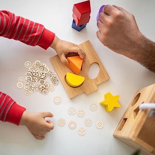 Wakauto 100Pcs Wooden Gear Wheels Wooden Steampunk Gear Mini Gear Puzzle Buttons Unfinished Blank Gear Pieces Gift Cutouts Tags For Kids Diy Crafting Jewelry Making #TOP7