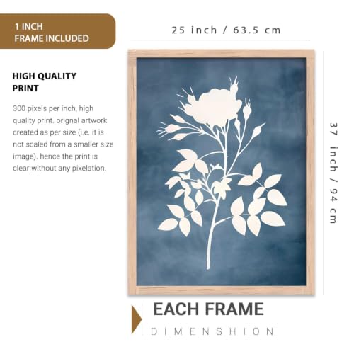 Image of kotart Aesthetic Botanical Art Home Decoration Painting | Floral Paintings With Frame For Living Room Bed Room Hotel Wall Decor Digital Reprint Set of 3 (35x37 Inch)