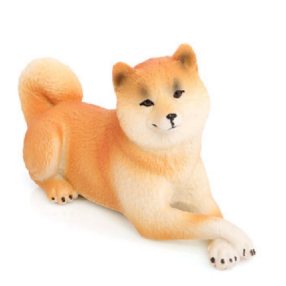 Arkindy Hand Painted Dog Emulational Dog Figurine Puppy Pet Dog Plastic Animal Toys Educational Gift for Kids Boys Girls Cake Toppers School Projects (Chai Gou 2955)