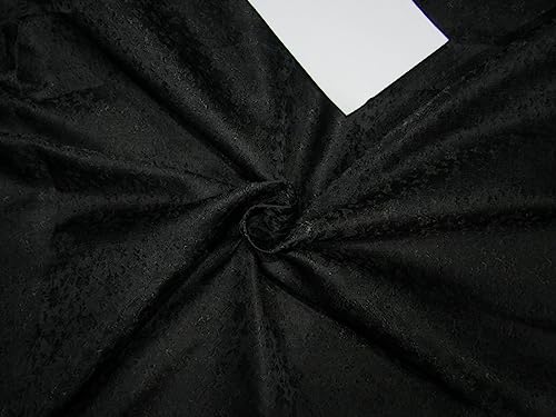 Tissu brocart noir fils métalliques dorés 44 pouces largeur