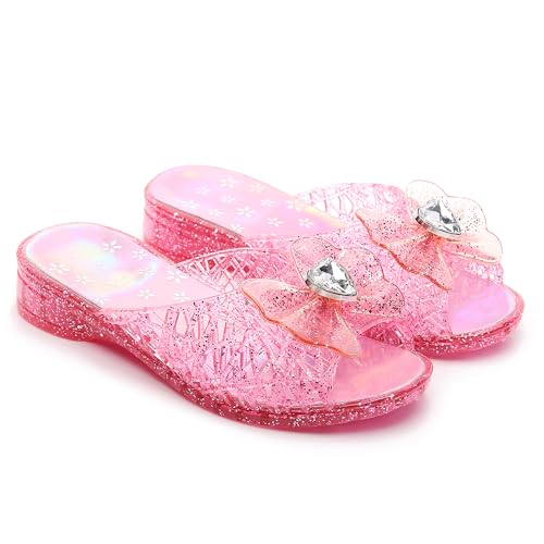 Libbook Girls Jelly Sandals Slides Frozen Inspired Elsa Flats Princess Dress Shoes Toddler Slippers Snow Queen Jellies Birthday Costumes Slip On