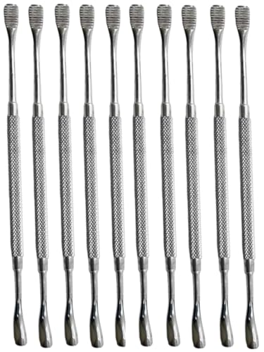 10 Count Dental File Howard Bone File #12 Double Ended w/Texture Knurled Grip - Stainless Steel Dental/Oral Tools