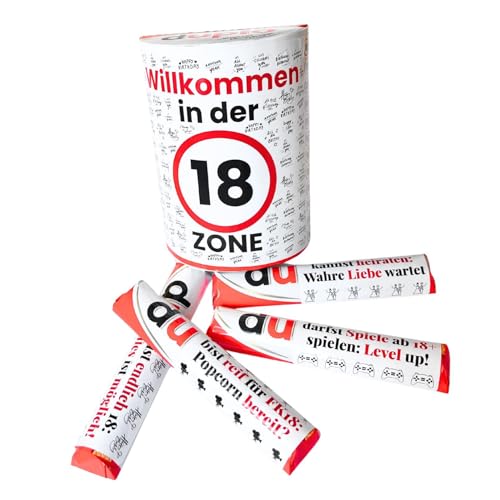 18. Geburtstag – Duplo Aufkleber Set (20 Banderolen + 2 Box Sticker) personalisiert – Perfekt als DIY-Geschenk, Partydeko oder kreative Überraschung für Volljährige, Freunde und Familie