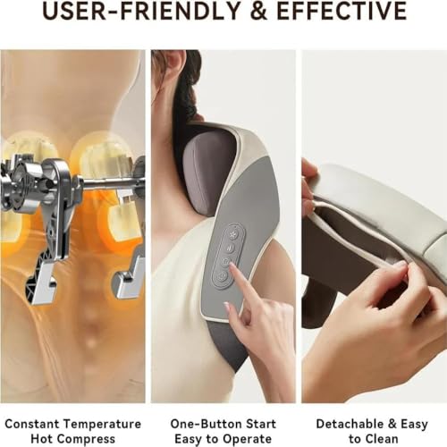Image of ALYV Rechargeable Neck & Shoulder Massager with Heat | Deep Tissue Therapy for Pain Relief & Relaxation - Cordless | Grey