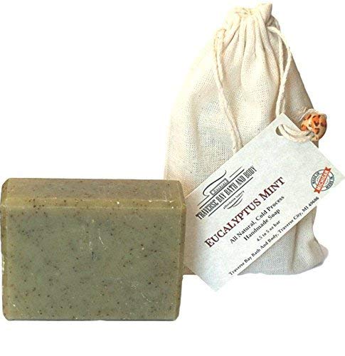 Eucalyptus and Peppermint Handmade Bar Soap - Large 5.5-6 oz size with nettle and chamomile for healing power.