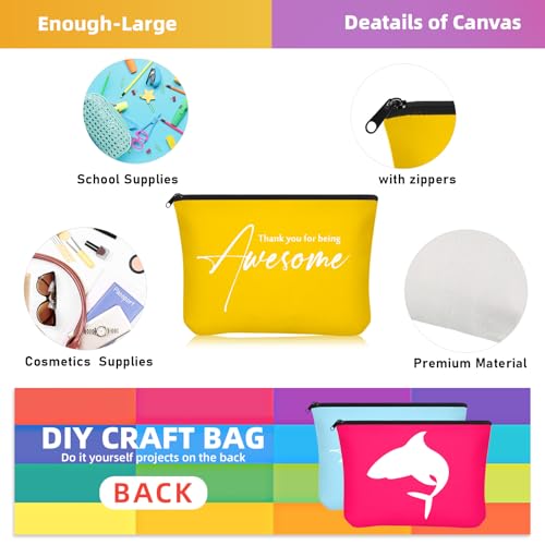 Buryeah 24 Pcs Thank You Cosmetic Bags for Women Thank You for Being Awesome Makeup Bags Bulk Employee Appreciation Pouches for Student Teacher Team Coworker Assistant Gift(Colorful)3