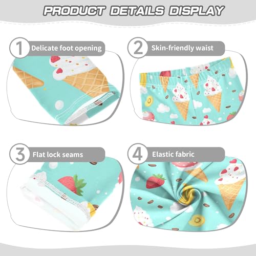 Ice Cream Strawberry Banana Girls Leggings Soft Stretch Workout Yoga Dance Pants for Kids Casual Tights3