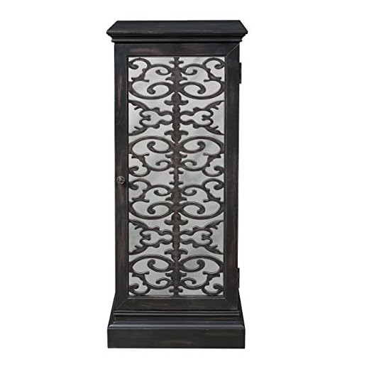Right2Home Pulaski Intricate Mirrored Wood Wine Cabinet