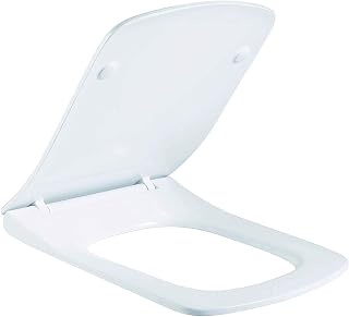 Square Rectangular Soft Close Toilet Seat Quick Release Loo Seat Mute Seat Cover Easy Installation with Top Fix Blind Hole Stainless 360 Adjustable Hinges PP Design 1 by AAN®