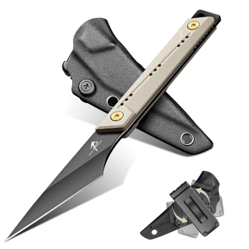 Purple Dragon Fixed Blade Knife with Sheath - D2 Steel Kiridashi Knife