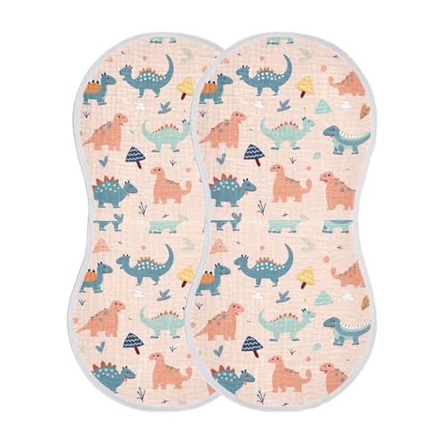 xigua Cartoon Dinosaur Baby Burp Cloths for Newborn Boys and Girls 4 Pack, Soft & Absorbent Cotton Baby Burp Cloth, Baby Washcloths, Newborn Towel, Burp Rags2