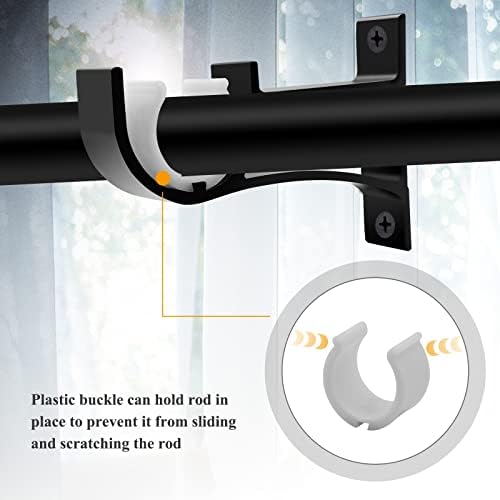 Curtain Pole Brackets, Black Curtain Rod Brackets Heavy Duty Metal Curtain Pole Bracket Single Curtain Rod Holder Hooks Aluminum Alloy Curtain Rod Support for 25-30mm Drapery Poles (2 Pack)
