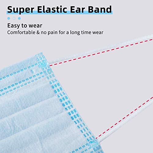 Image of La' Forte Disposable 3-Layer Face Masks Thick with Elastic Ear Loop, Anti-Dust, 50, Blue