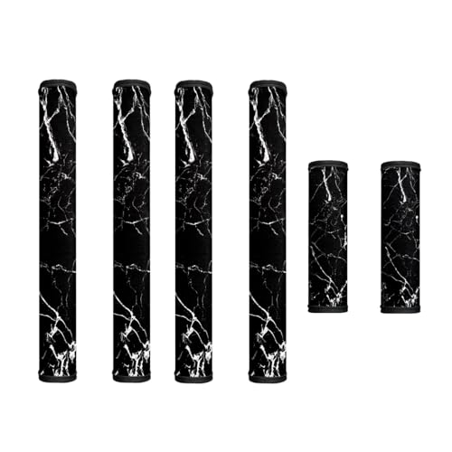 Image of 6 PCS Refrigerator Door Handle Covers Kitchen Appliances Handle Protector Washable Door Cloth Protector Keep Off Smudges, Stain, Wear and Tear, Black Marble White Crack